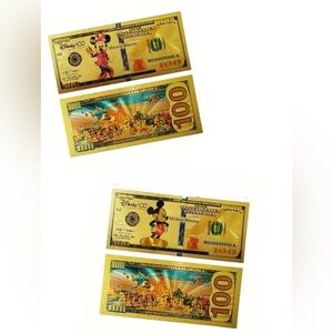 NWT-Disney 100 Minnie or Mickey Collectible Anniversary Gold $100 Bill